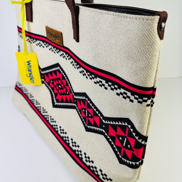 Wrangler Montana West Large Canvas Tote Zip-Top Shoulder Bag Southwest Pattern - Picture 4 of 8